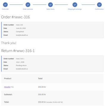 Return order - Step 5 - Confirmation